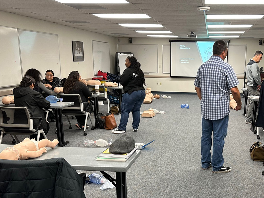 CPR training in a classroom setting